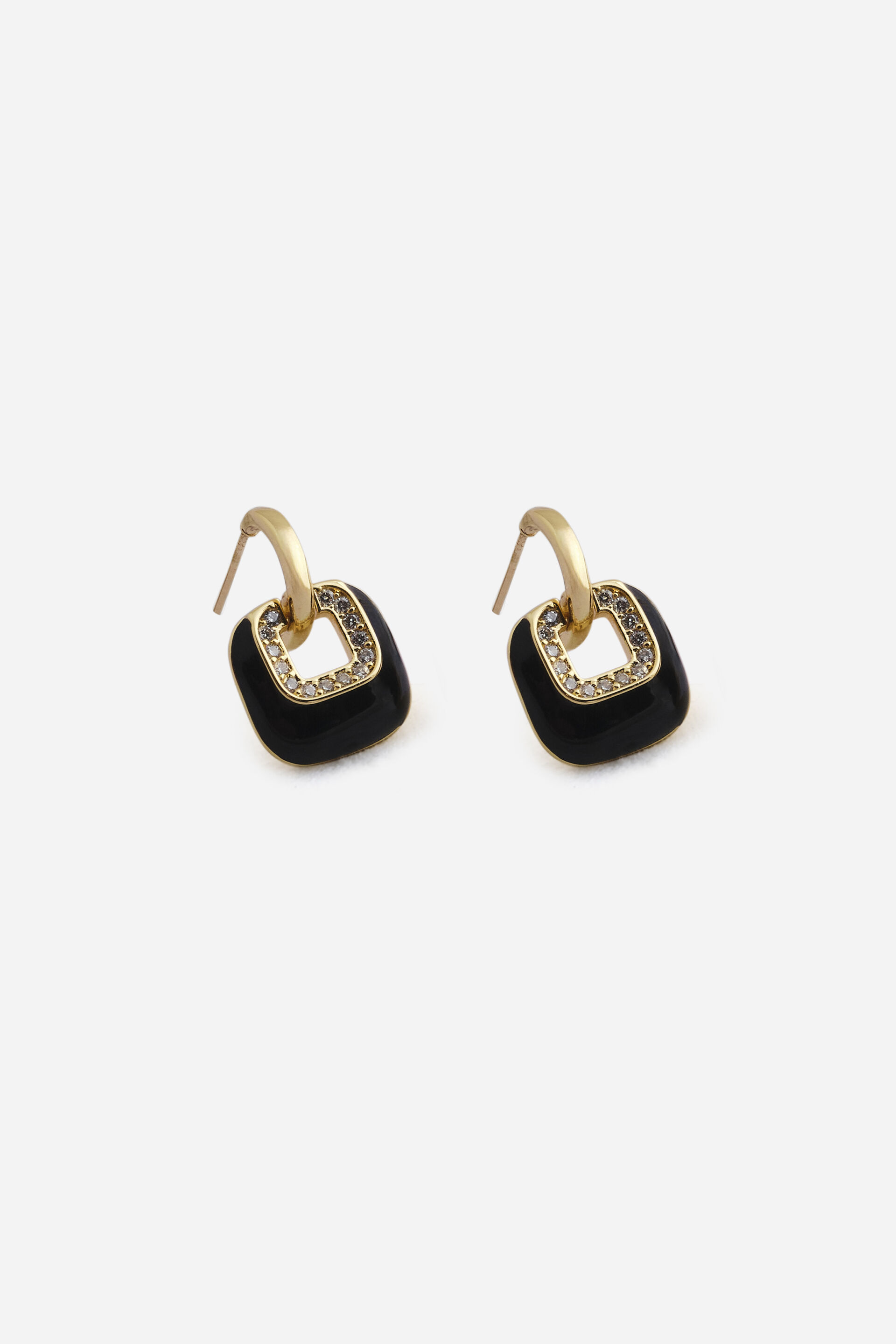 Embellished Square Earrings in Black, , image 2
